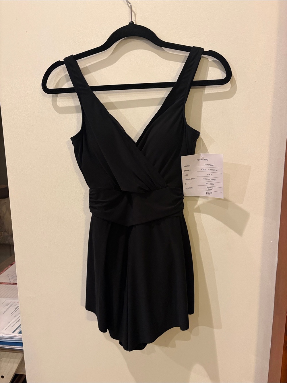 Trimshaper Black REBECCA Romper Swim Dress,Size 8,NWT